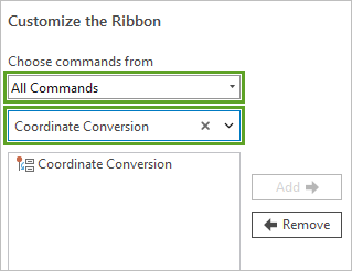 Search the Coordinate Conversion tool