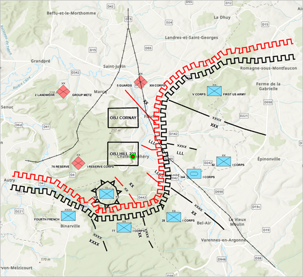 Map with battle plan data