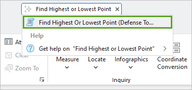 Search for the Find Highest Or Lowest Point tool.