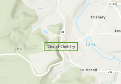 Chatel-Chéhéry label on the map