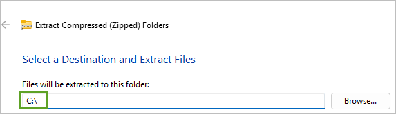 C:\ drive as the extraction location