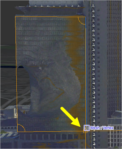 Pointer at the lower right edge