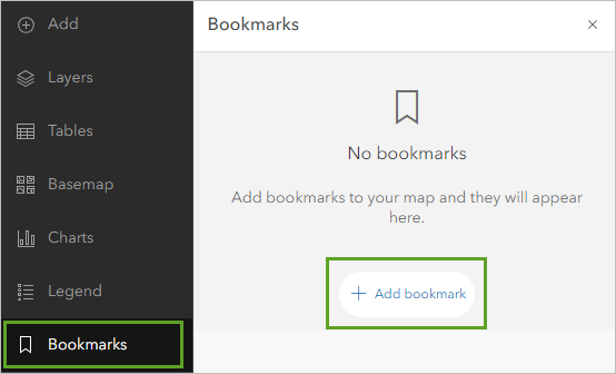 Add bookmark on the Bookmarks pane