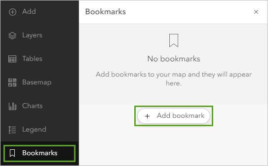 Add bookmark on the Bookmarks pane