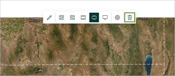 The Delete button on the toolbar menu for the map