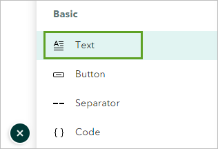 Text under Basic in the Add content block menu