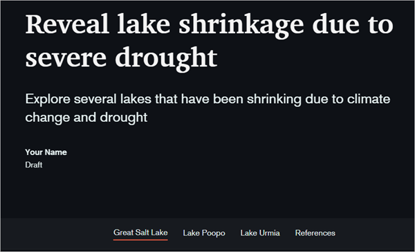 Reveal lake shrinkage due to severe drought