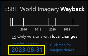 Date of current imagery layer visible on the map
