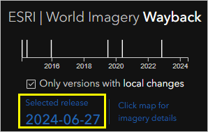 Date of current imagery layer visible on the map