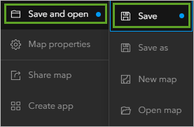 Save in the Save and open menu