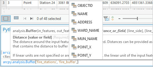 Buffer distance or field syntax hint