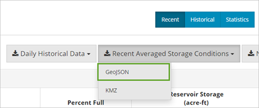 Download GeoJSON file for Recent Averaged Storage Conditions