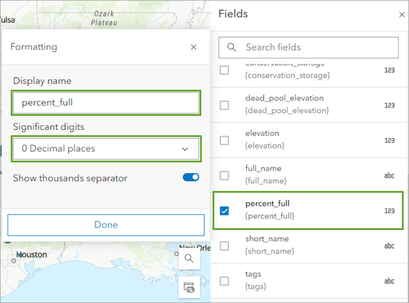 Set the alias and the decimal places.