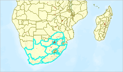 South African provinces selected on the map
