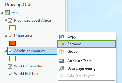 Remove option in the layer's context menu