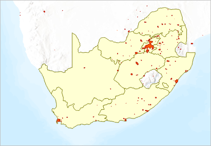 South Africa provinces layer on the map