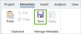 Metadata Save button