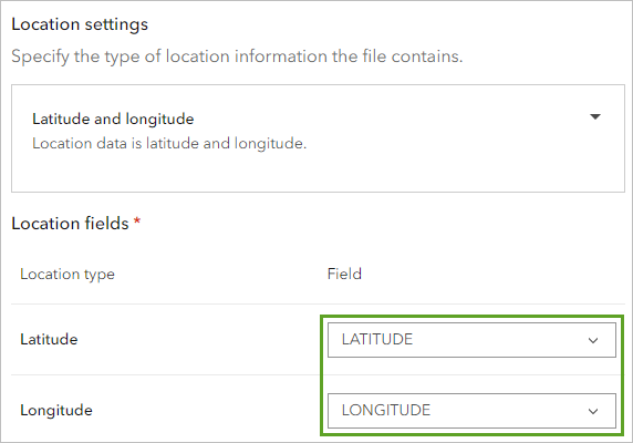 Location fields