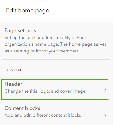 Open the Header configuration.