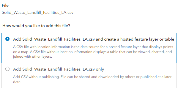 Publish the CSV as a hosted table.