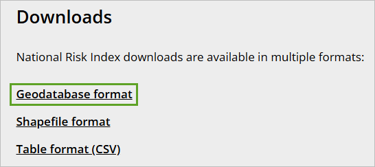 Geodatabase format for download