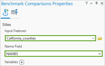 Input Features and Name Field parameters entered