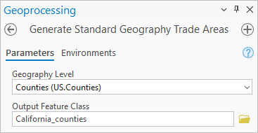 Geography Level and Output Feature Class parameters