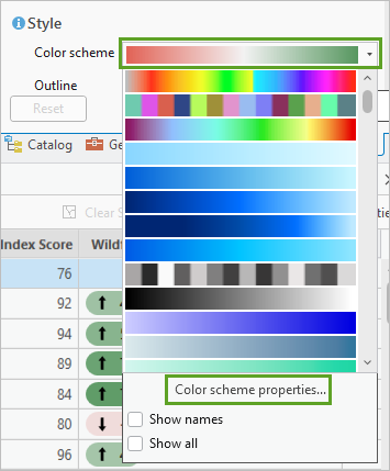 Color scheme properties option