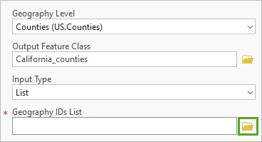 Browse button for Geography IDs List