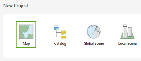 Map option under New Project