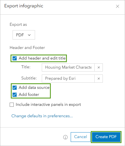 Export infographic window