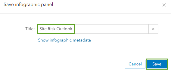 Save infographic panel window