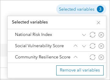 Selected variables list showing the General Risk Data variables