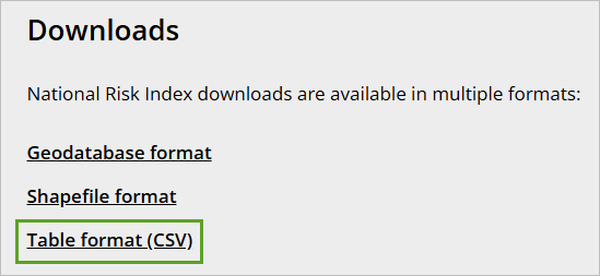 Table format (CSV) option