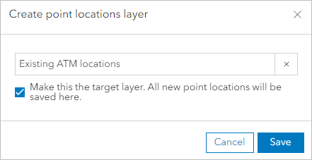 Create point locations layer window