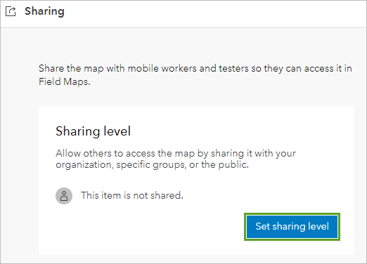 Set sharing level button