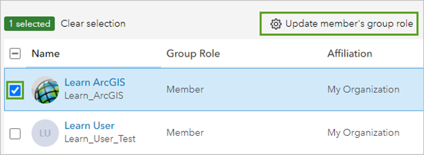 Manage member's group role link