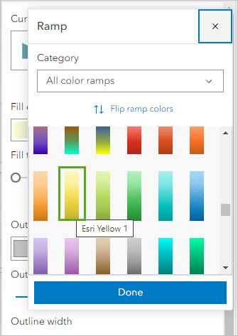 Esri Yellow 1 color ramp