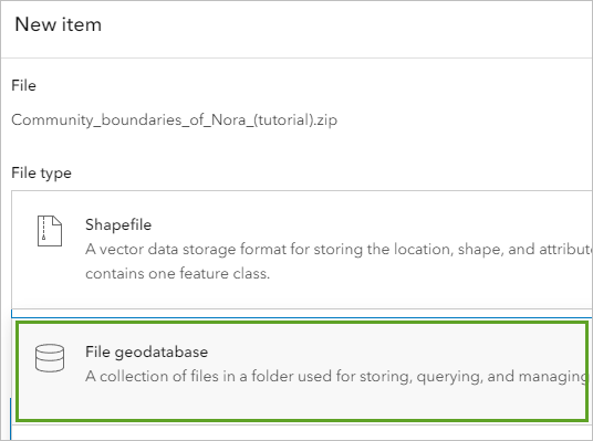 File geodatabase option