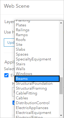 Correct Beams option for high-rise building