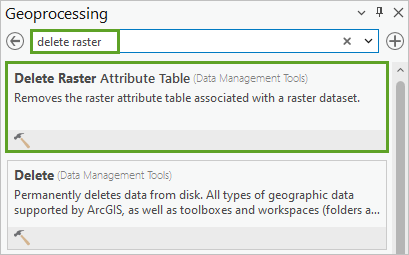 Delete Raster Attribute Table tool
