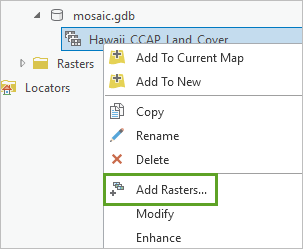 Add Rasters to the mosaic dataset