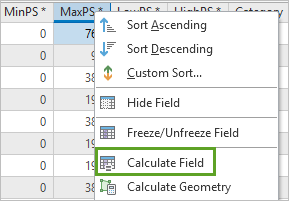 Calculate Field option