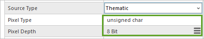 Pixel Type and Pixel Depth properties