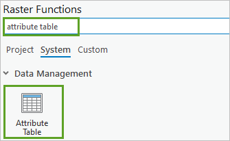 Search for attribute table function