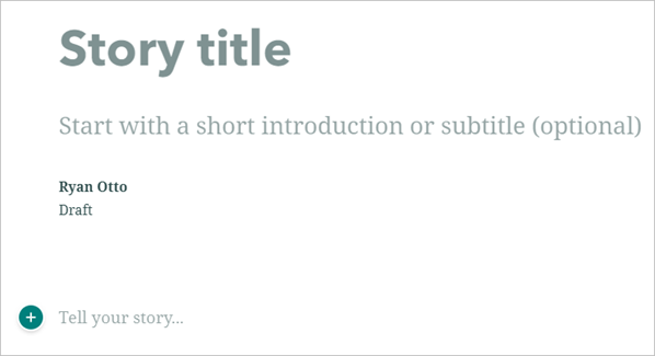 Title page of the StoryMaps builder