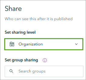 Set sharing level set to Organization