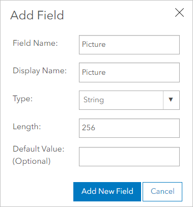 Add Field window