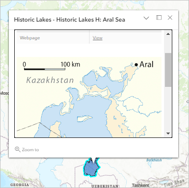 Pop-up for the Aral Sea feature with image