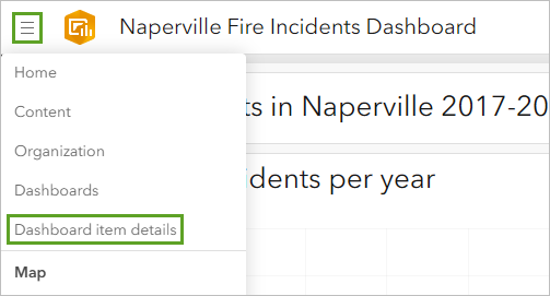 Dashboard item details option